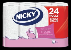 Papír toaletní 3 vrstvý Nicky Great Value 24 ks