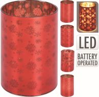 Svícen vánoční 10 cm LED svítící červený skleněný