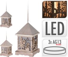 Lucerna LED 16,5x9,5 cm dřevěná