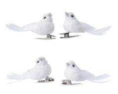 Ozdoba ptáčci na klipsu bílí 4 ks