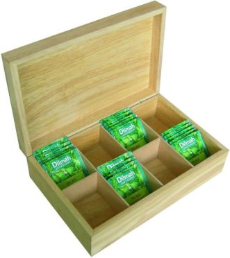 Box na čaj 290x188x90 mm/8 přehrádek/ kaučukové dřevo