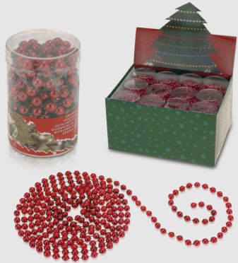 Řetěz vánoční kuličky 750x0,8 cm červený