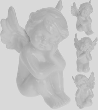 Dekorace vánoční anděl 9 cm bílý porcelán