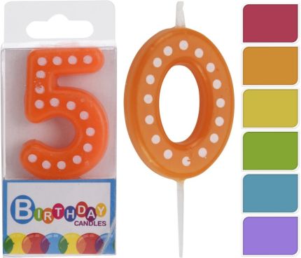 Číslo dortové-svíčka mix čísel a barev