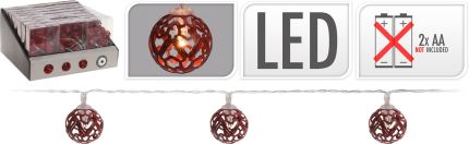 Světla vánoční 10 LED žárovek 2,8 cm dekorační koule červená