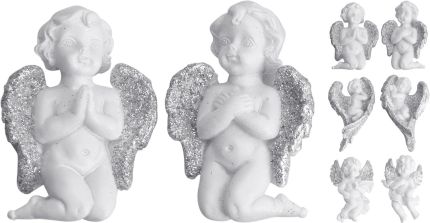 Dekorace vánoční anděl 2 ks/6x4x1,8 cm polyresin