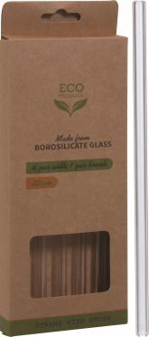Brčka 4 ks borosilikátové sklo+čistící kartáček