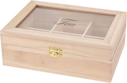 Krabička na čaj 21x16x7,5 cm dřevo/sklo