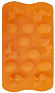 Forma na 14 ks pralinek zajíček a vajíčko silikon oranžová