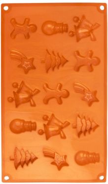 Forma na 15 ks Vánočních tvarů oranžová silikon