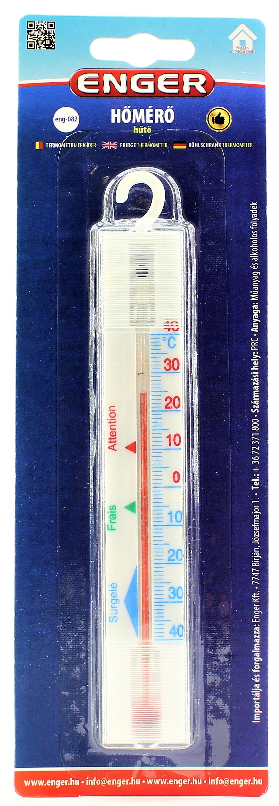 Teploměr chladničkový 14x2,5 cm závěsný eng-082